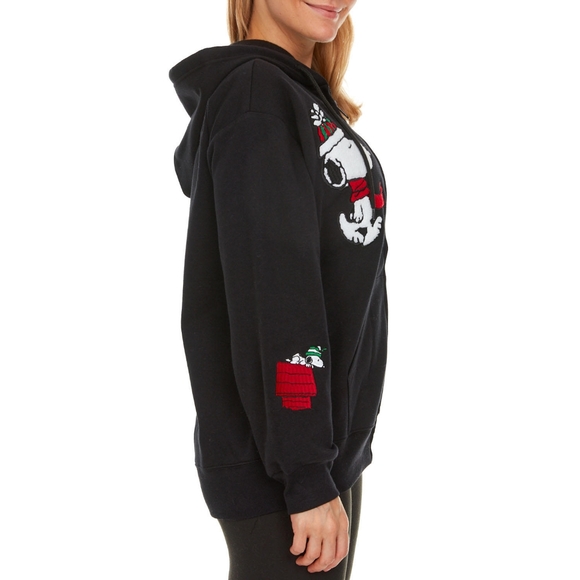 NWT Licensed Ladies Character PEANUTS SNOOPY Holiday Full Zip Up Hoodie Jacket L - Picture 10 of 11